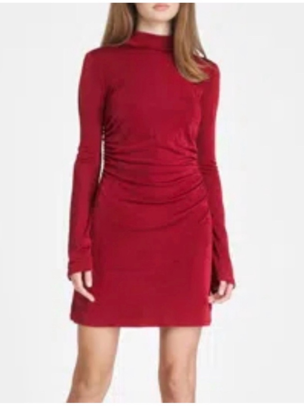 NWOT-WAYF long sleeve mock neck dress, burgundy, size XL